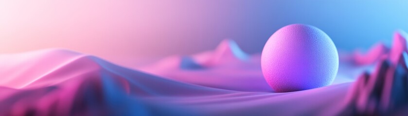 Poster - a vibrant transition from deep blue to cyber neon purple showcases soft-glowing geometric shapes orb