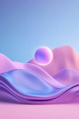 Poster - A smooth gradient flows from deep blue to cyber neon purple, featuring softly glowing geometric shapes. This futuristic setting symbolizes innovation and offers clean branding space