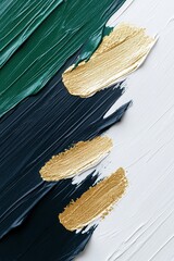 Wall Mural - Dynamic structural brushstrokes showcase deep navy, emerald, and black tones, with flowing gold leaf accents enhancing the sophisticated design, suitable for premium branding