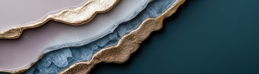 Poster - Textured layers of acrylic in soft hues, enhanced with metallic gold accents, create a sophisticated surface. This design is perfect for luxury branding and contemporary interior spaces