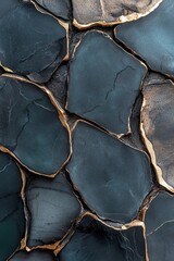 Poster - Textured surfaces showcase layers of acrylic in deep navy, emerald, and burgundy tones, enriched with hints of metallic gold, ideal for upscale interior designs and luxury branding elements