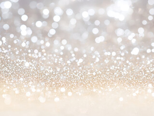 Aufkleber - shimmering background with silver and white bokeh lights creates dreamy and festive atmosphere. soft focus and glittery texture add elegance and sparkle to scene