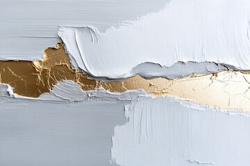 Poster - Intricate acrylic brushstrokes intermingle with rich metallic gold and silver accents, forming a stunning composition ideal for luxury packaging and product design