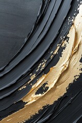 Poster - Bold acrylic strokes in deep matte black enhance the shimmering gold accents, creating a striking visual for luxury branding. This artwork embodies richness and sophistication