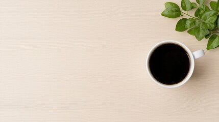 Wall Mural - Coffee cup on desk, plant, workspace