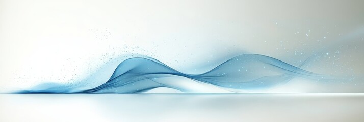 Poster - Abstract Blue Flowing Lines on White Background, Dynamic Wavy Design with Fluid Shapes and Gradient