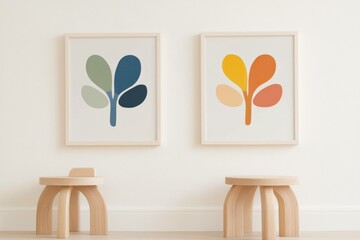 Poster - Modern minimalist wall art featuring vibrant abstract trees in soft colors on a clean background, perfect for contemporary decor or seasonal refresh