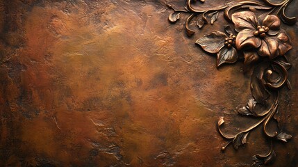 Wall Mural - Copper plate floral design background