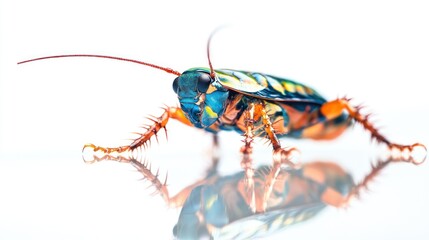 Poster - A vibrant close-up of a colorful insect showcasing its intricate details and textures.