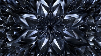 Poster - Abstract 3d rendering of a black, geometric pattern.