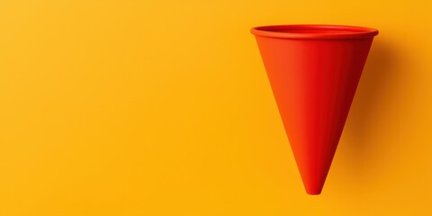 Poster - A vibrant red cone against a bright yellow background, creating a striking visual contrast.