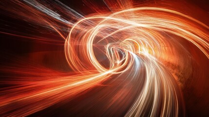 Poster - Abstract representation of light trails creating dynamic motion in a tunnel.
