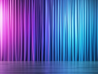 Poster - Vivid Gradient Art Installation with Purple and Blue Fabric Drapery Background
