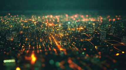 Poster - G technology concept with a glowing network grid over a futuristic city.