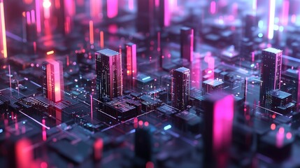 Poster - Abstract blockchain technology background with digital token symbols.