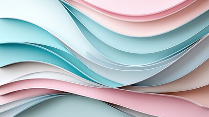 Poster - Abstract Illustration of Soft Waves with Smooth Curves in Pastel Colors Creating a Serene and Calming Atmosphere for Background Use