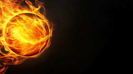 Poster - Fiery Orb Suspended in Darkness with Radiating Bright Flames and Intense Light Effects