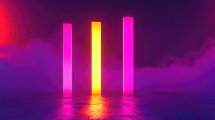 Poster - Business development success visualization with futuristic glowing progress bars.