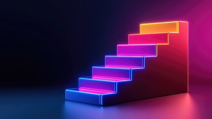Poster - Business development success visualization with futuristic glowing progress bars.