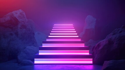 Poster - Business development success visualization with futuristic glowing progress bars.