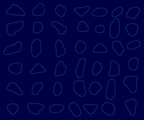 Poster - A blue background with many small blue rocks. The rocks are scattered all over the background