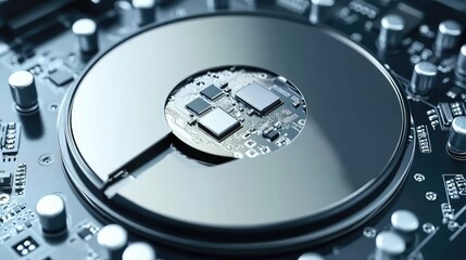 Poster - Close-up of a high-speed SSD installed inside a powerful desktop PC.