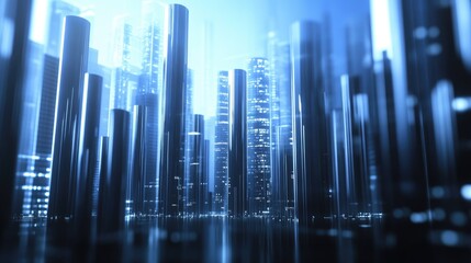 Poster - Corporate business success represented with futuristic D bar charts and digital analytics.