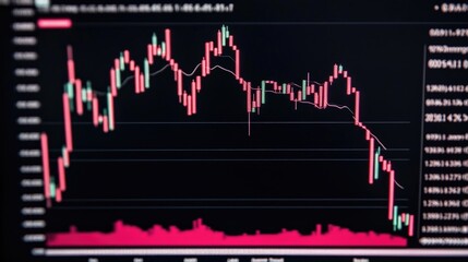 Poster - Cryptocurrency market volatility concept with Bitcoin price graph fluctuating dramatically.