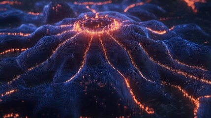 Poster - Dark blue AI neural network visualization with interconnected glowing nodes and lines.