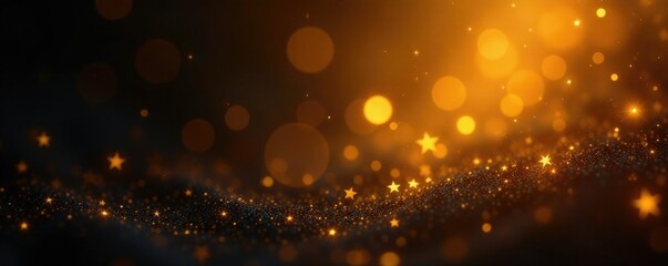 Wall Mural - dark gold background with scattered shimmering stars, shining, shimmering