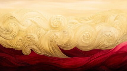 Canvas Print - Swirling Clouds Over Crimson Hills Abstract Painting