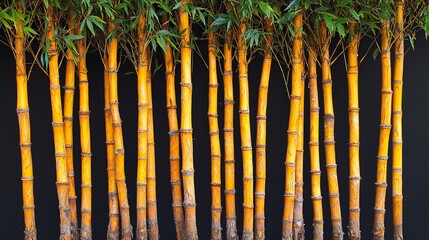 Canvas Print - Golden Bamboo Grove Botanical Display Natural Wonder Plant Stalks Growth Environment Tall Canes Beauty.