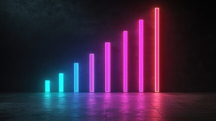 Poster - Financial bar graphs with neon glow, symbolizing economic prosperity.
