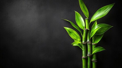 Canvas Print - Serene Lucky Bamboo Arrangement Symbolizing Growth Against a Dramatic Dark Background Beauty Peace.