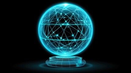 Poster - Futuristic globe with interconnected glowing network lines and a digital atmosphere.
