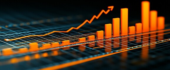 Poster - Upward trend graph shows business growth; dark background