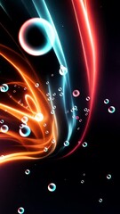 Aufkleber - A colorful image of a stream of bubbles. The bubbles are in various sizes and are scattered throughout the image