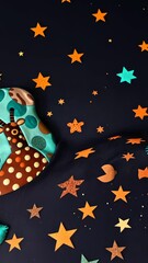 Aufkleber - A blue and brown animal with a star on its head. There are many stars in the background