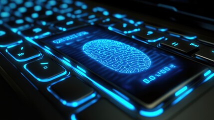 Poster - Laptop with biometric security login screen, symbolizing advanced security technology.