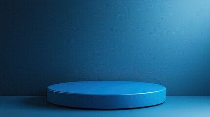 Poster - Modern 3D Product Display Podium in Vibrant Blue Tones with Clean Design Background