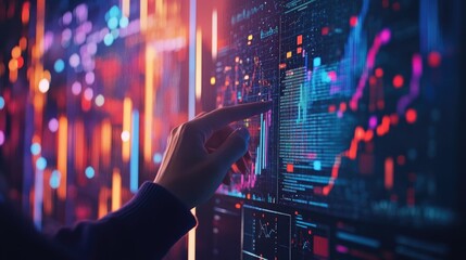 Poster - Strategic marketing plan development with holographic graphs and data-driven insights.