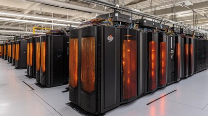 Poster - Supercomputer processing massive amounts of data with glowing analytics.