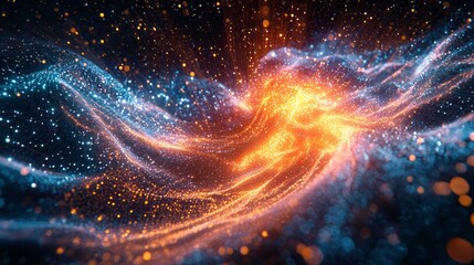 Poster - A mesmerizing display of colors and glittering lights evokes a sense of movement as vibrant waves flow through the cosmos