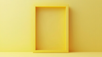 Poster - Elegant Pastel Yellow 3D Frame Against a Solid Yellow Background for Creative Displays