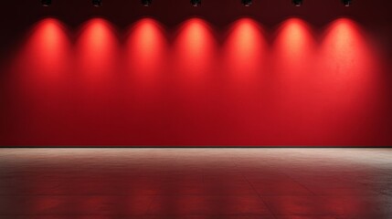 Aufkleber - A single theater seat is illuminated by bright lights in a nearly empty red velvet auditorium, creating a sense of expectation and cinematic allure