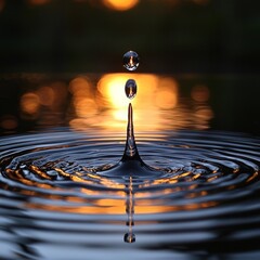 Poster - Captivating Ripples Reflecting the Golden Dawn s Embrace of a New Beginning