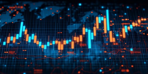 Poster - Global Financial Market Data, Stock Market or Forex Trading Chart on Abstract Background