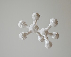 Poster - White molecular model, science, studio, neutral background, research