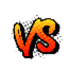 Poster - Pixel art icons set. 8-bit. Versus screen, design for logo, web, mobile app. Game tournament achievement emblem.