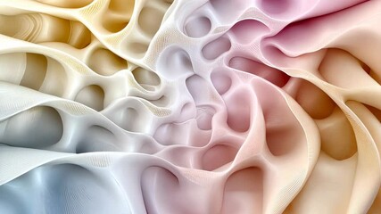 Poster - Observe an intriguing display of abstract wave formations featuring soft pastel hues that create a sense of depth and movement